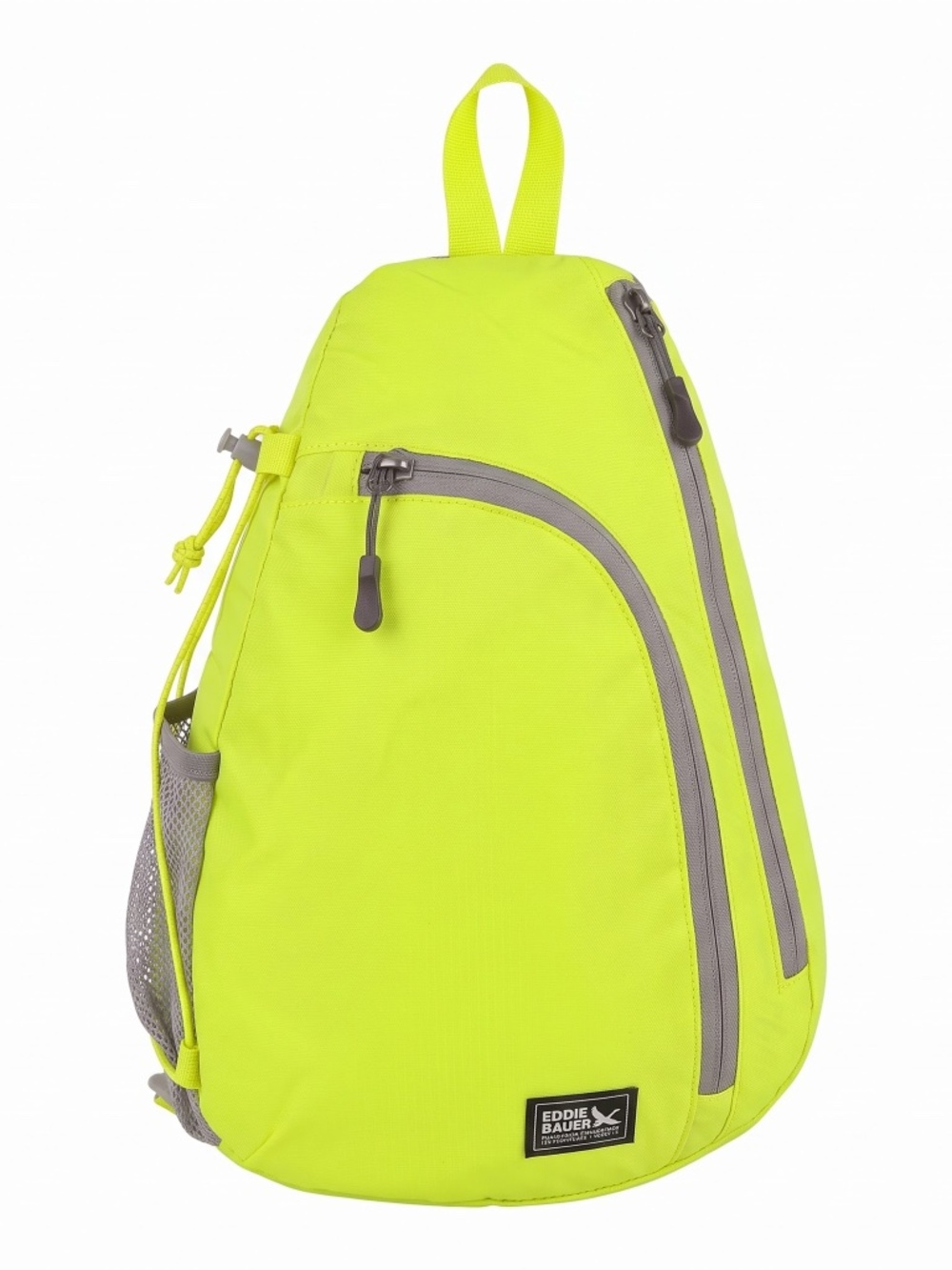 Ripstop Eddie Bauer sling backpack , neon yellow, pockets and bottle holder